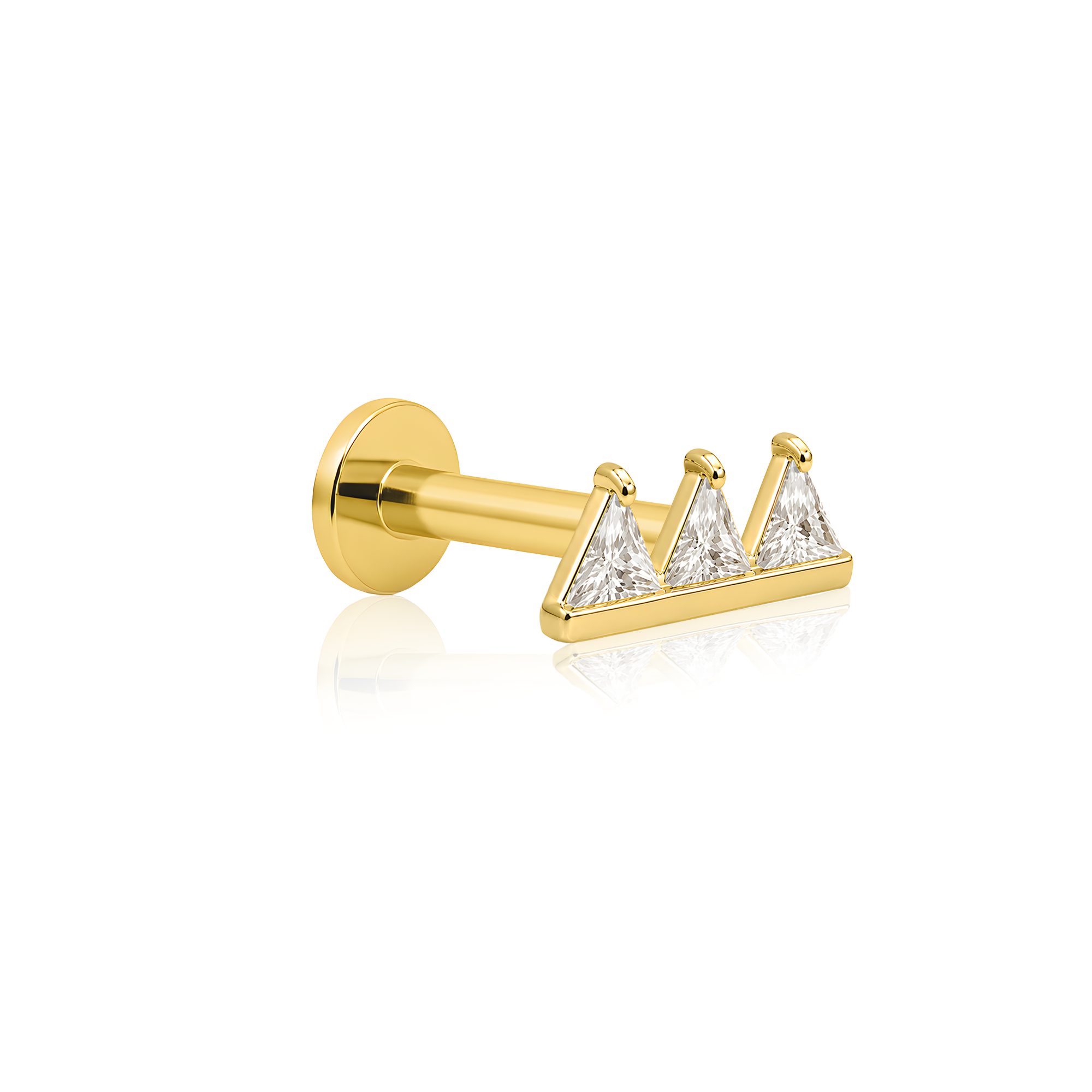14kt Gold Flatback - Triplet Jewelled Spike