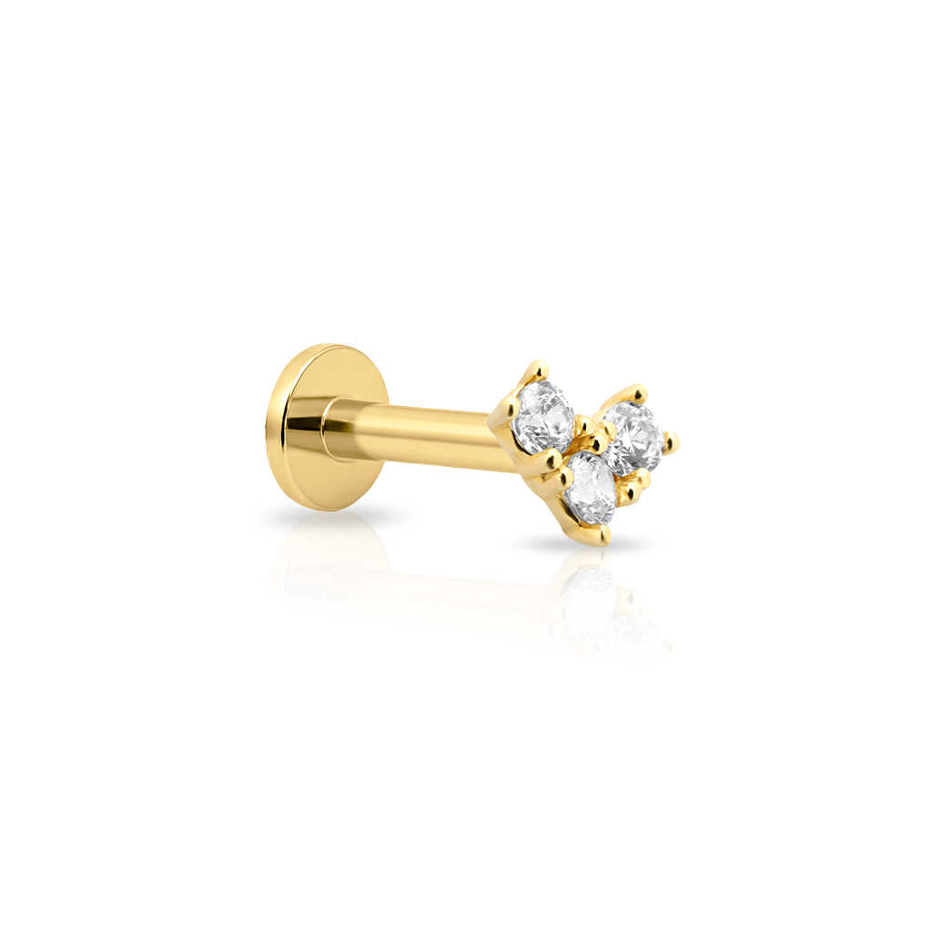 14kt Gold Flatback - Jewelled V