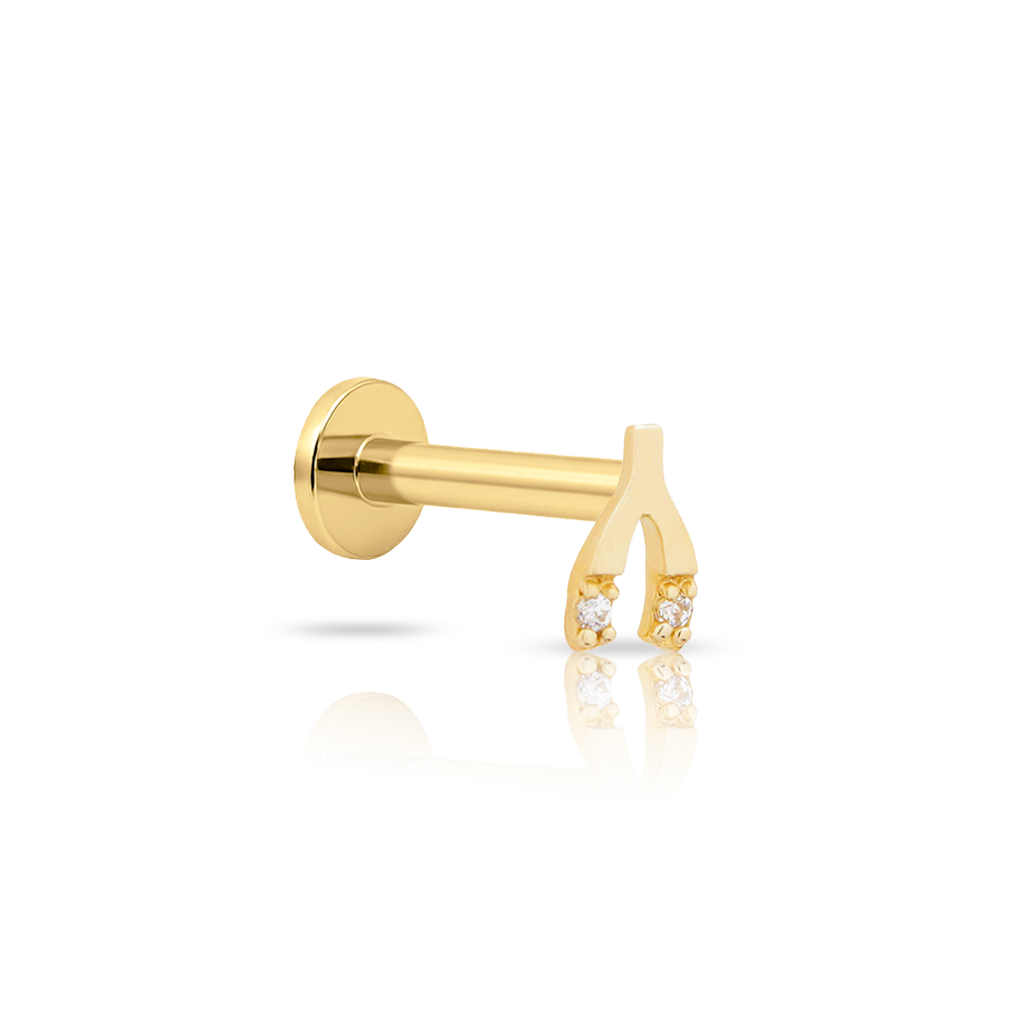 14kt Gold Flatback - Wishbone