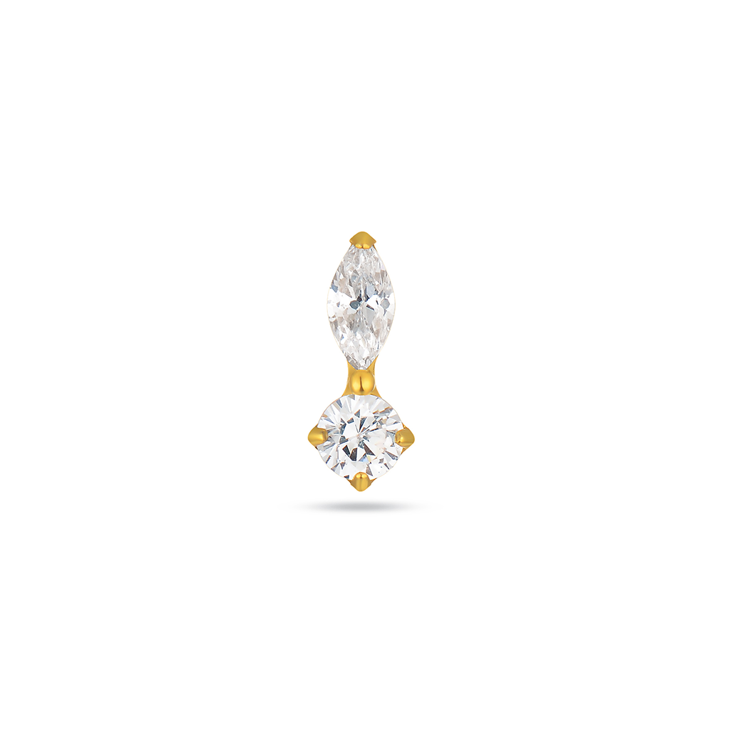 18k V-Gold 1 Marquise Round Stone Flatback
