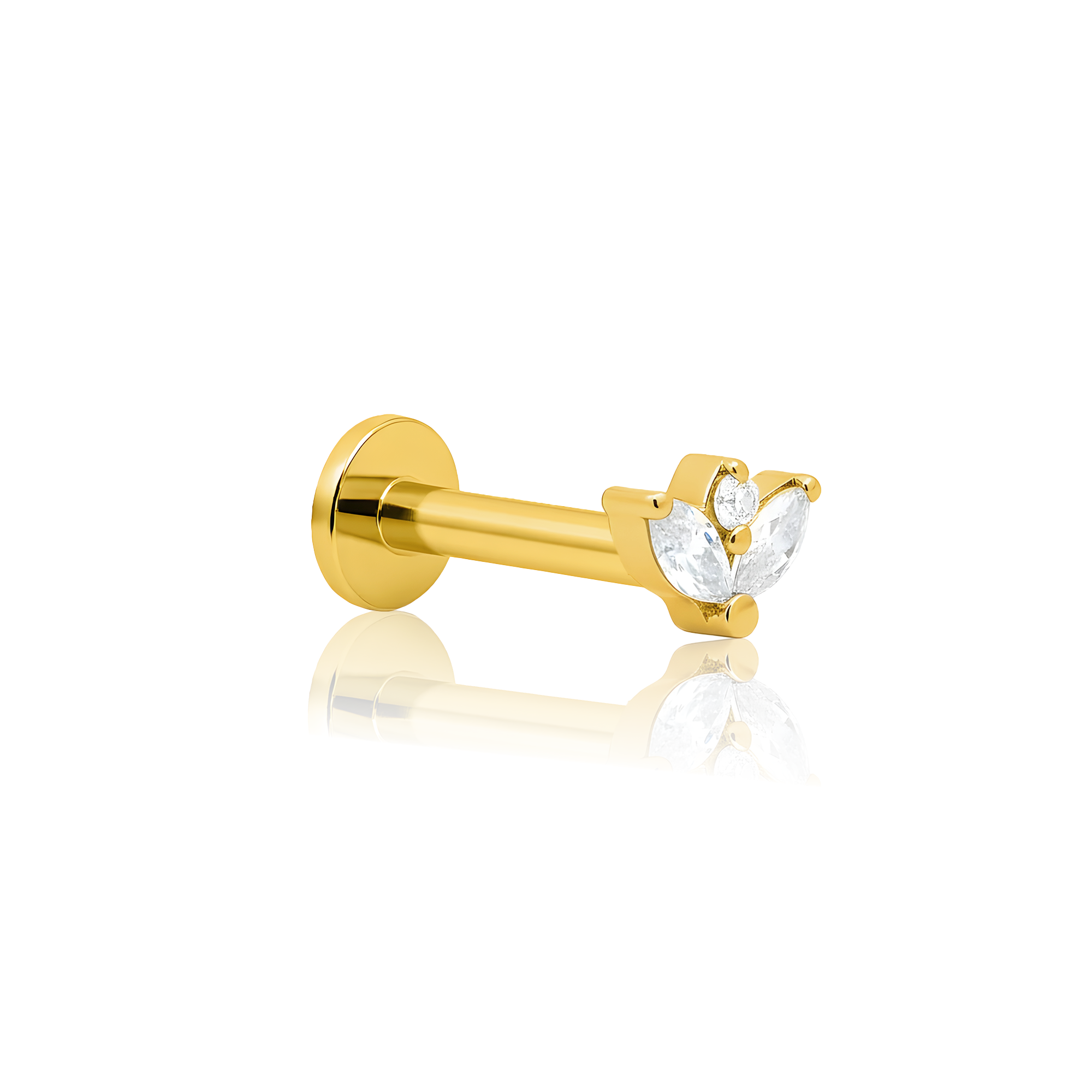 18k V-Gold 2 Marquise with Centre Stone Flatback