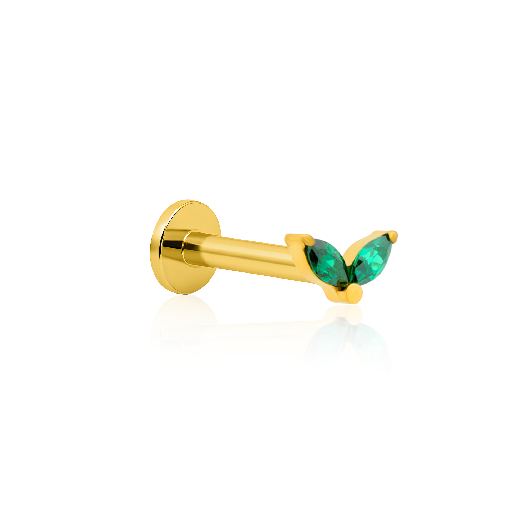 18k V-Gold Dual Marquise in Emerald Flatback