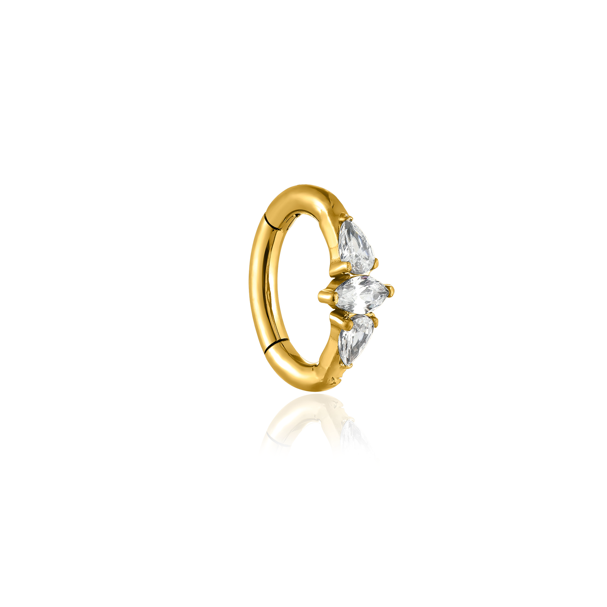 18k V-Gold 3 Stone Navel Clicker