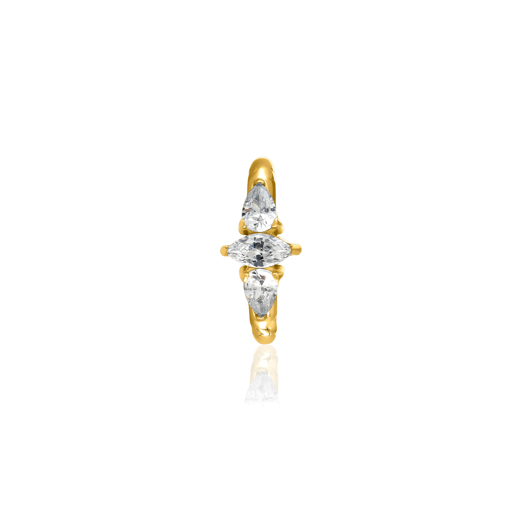 18k V-Gold 3 Stone Navel Clicker