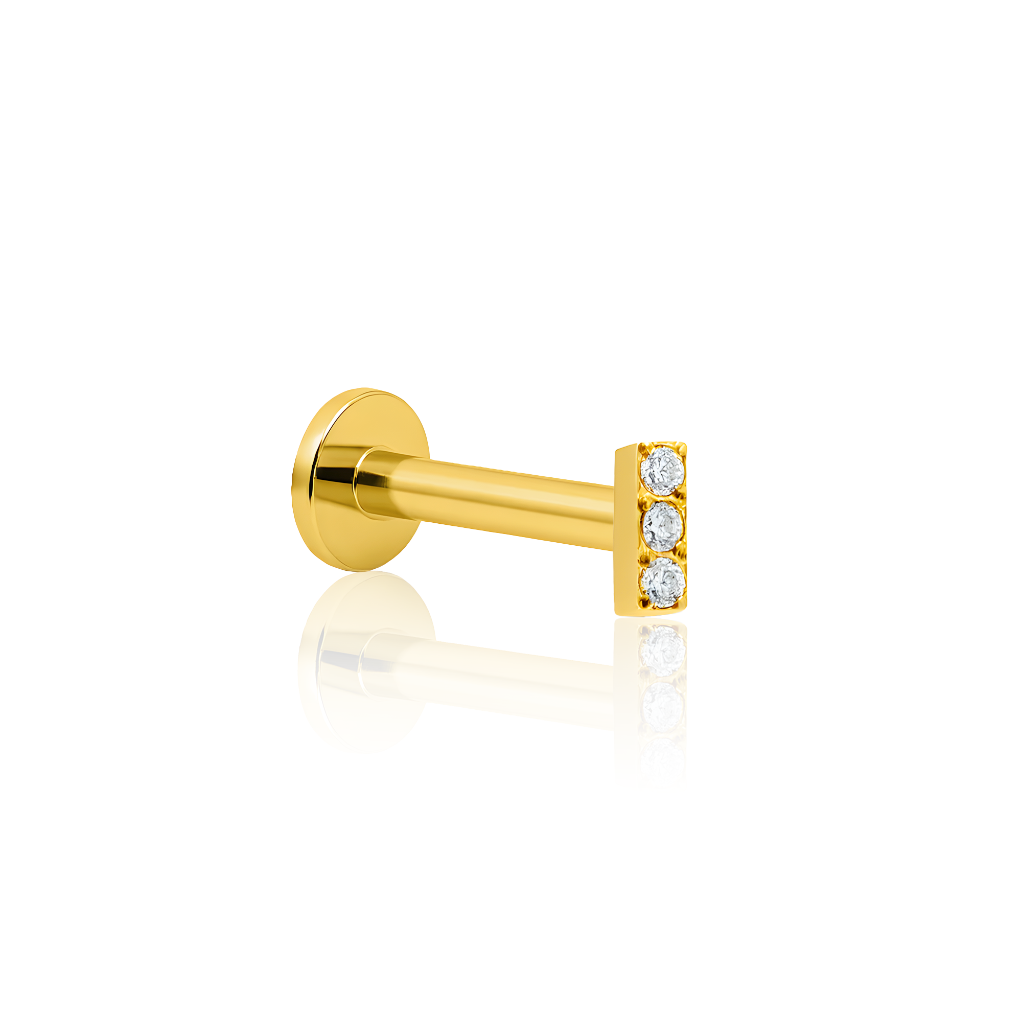 18k V-Gold Jewelled 3 Stone Bar