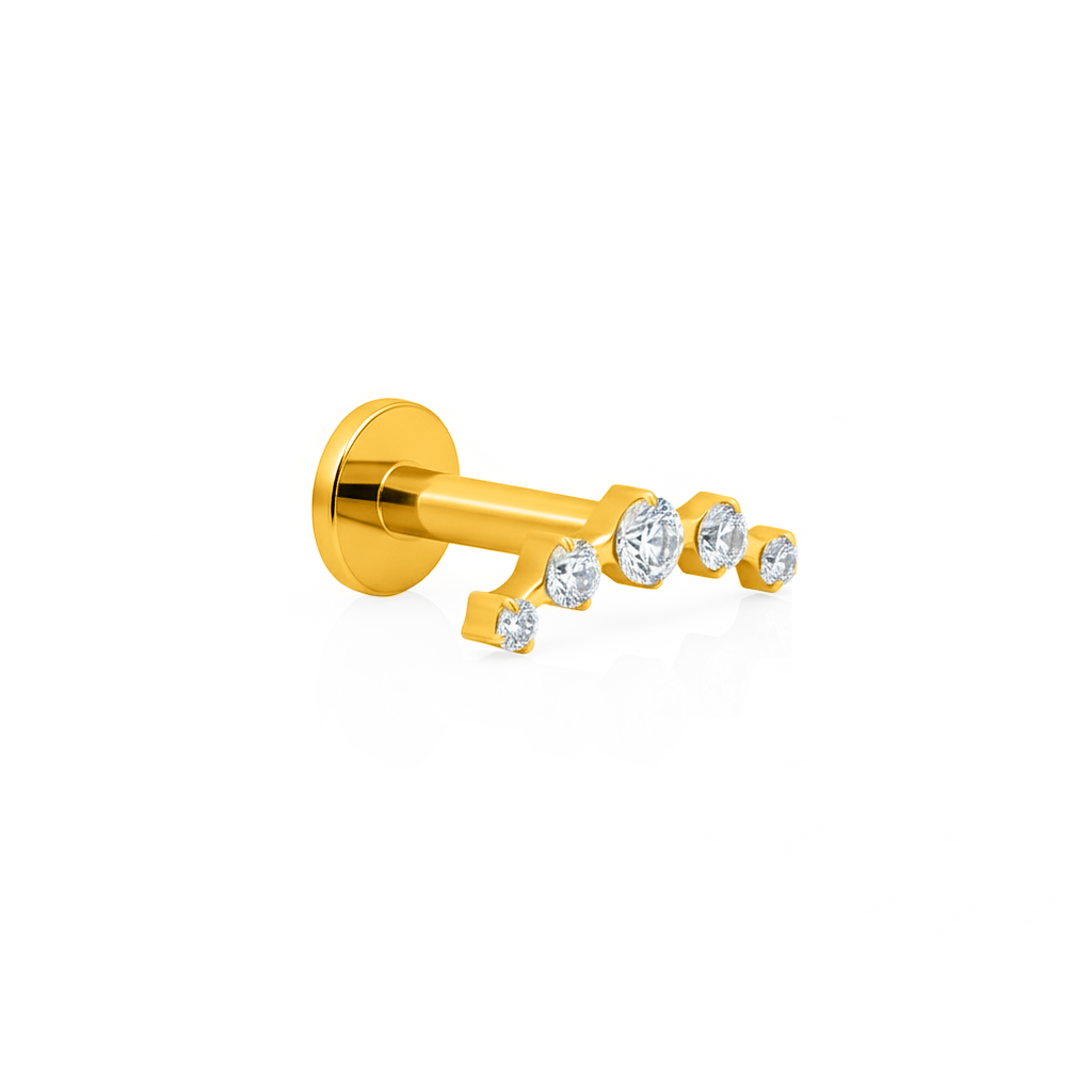 18k V-Gold 5 Stone Curved Tiara Flatback