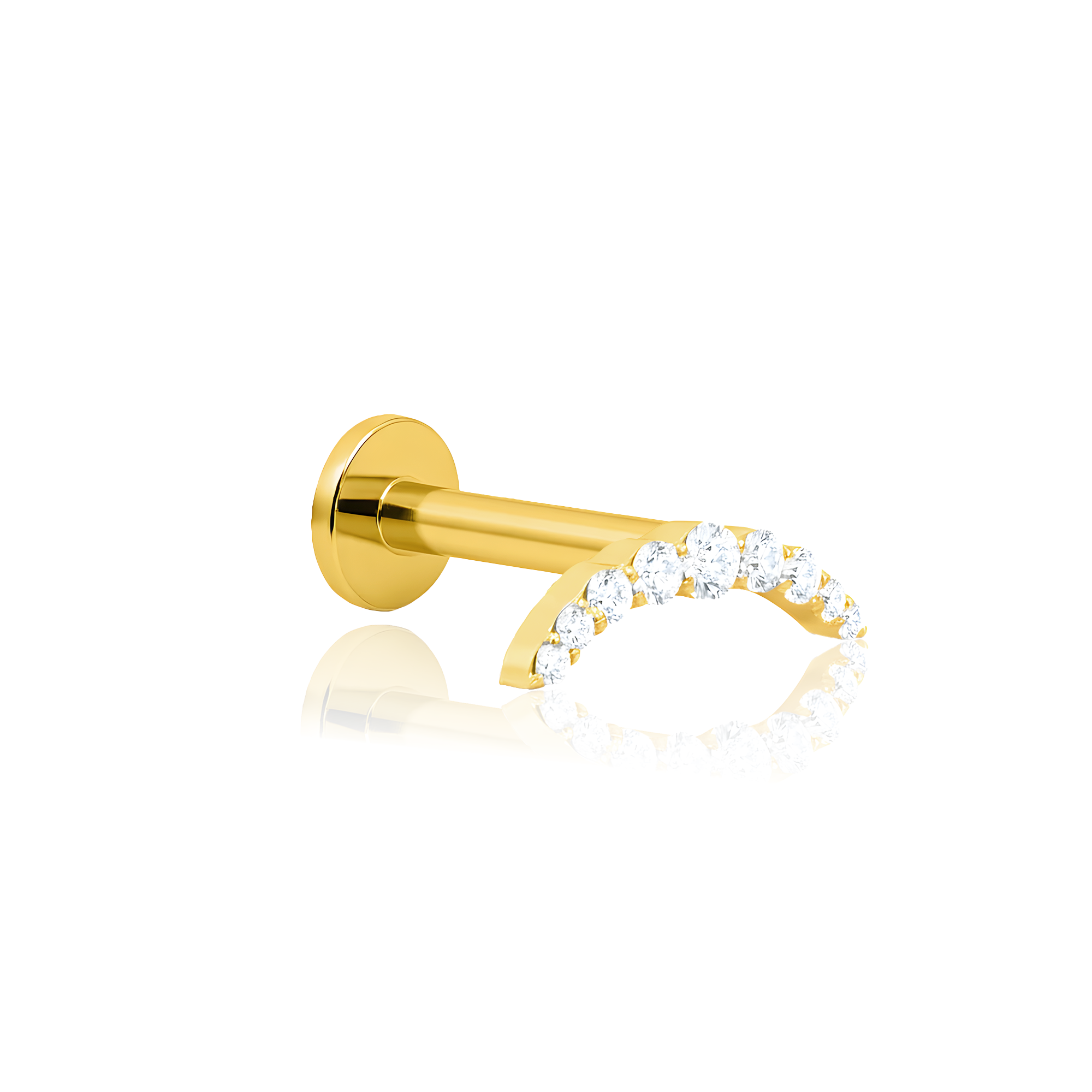 18k V-Gold Cascading 9 Stone Prong Set Flatback