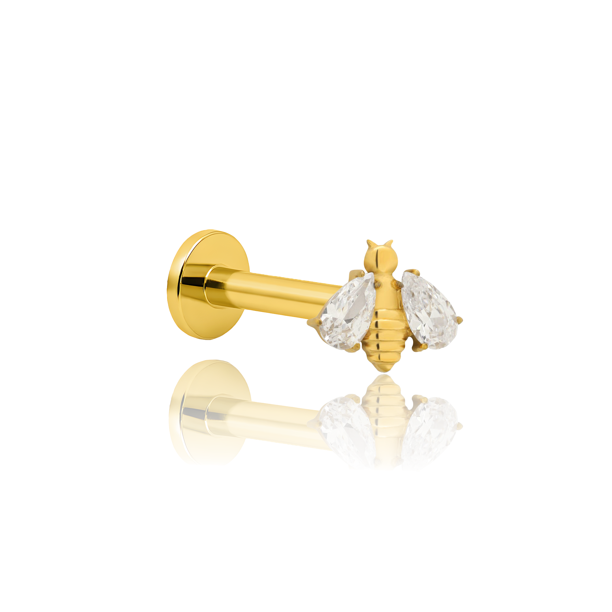 18k V-Gold Bee with Crystal Wings Flatback