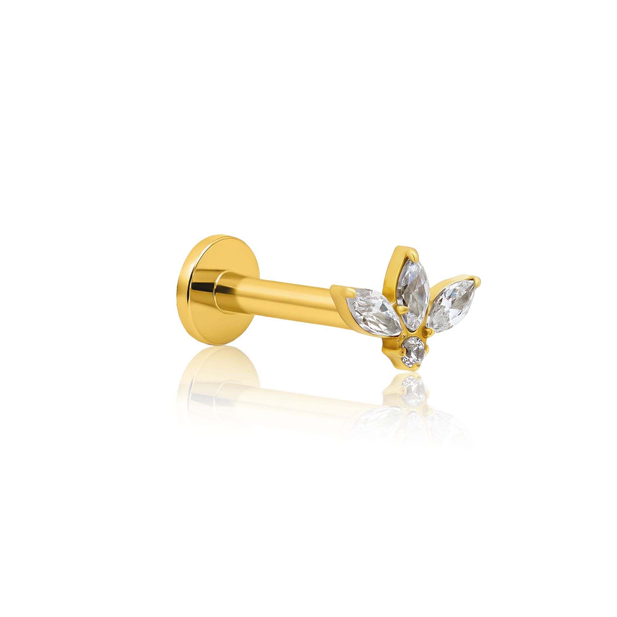 18k V-Gold Flower Fan Flatback