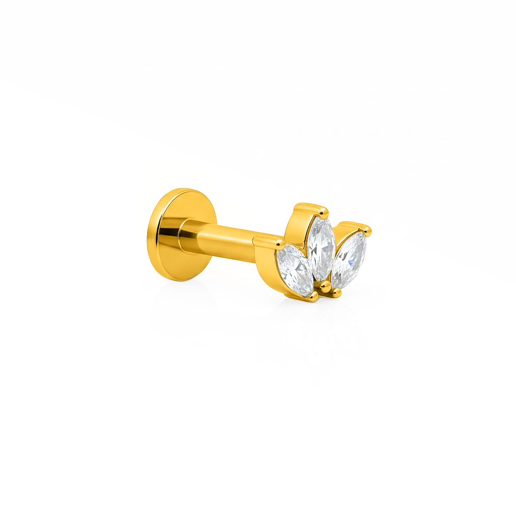 18k V-Gold Marquise Flatback