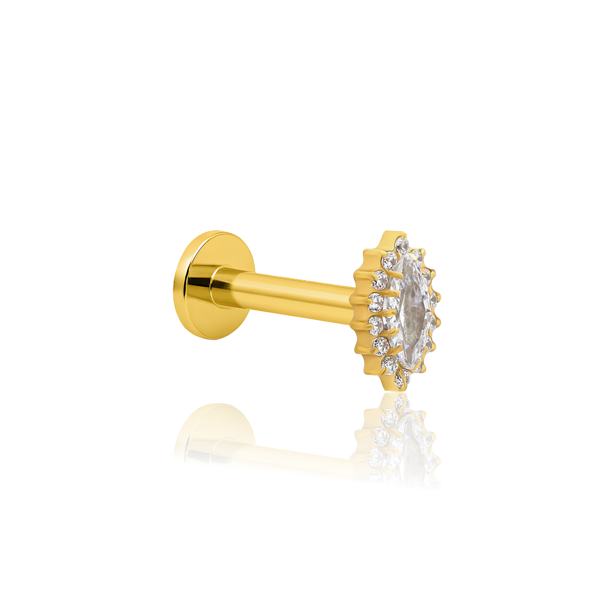 18k V-Gold Marquise Flower Flatback