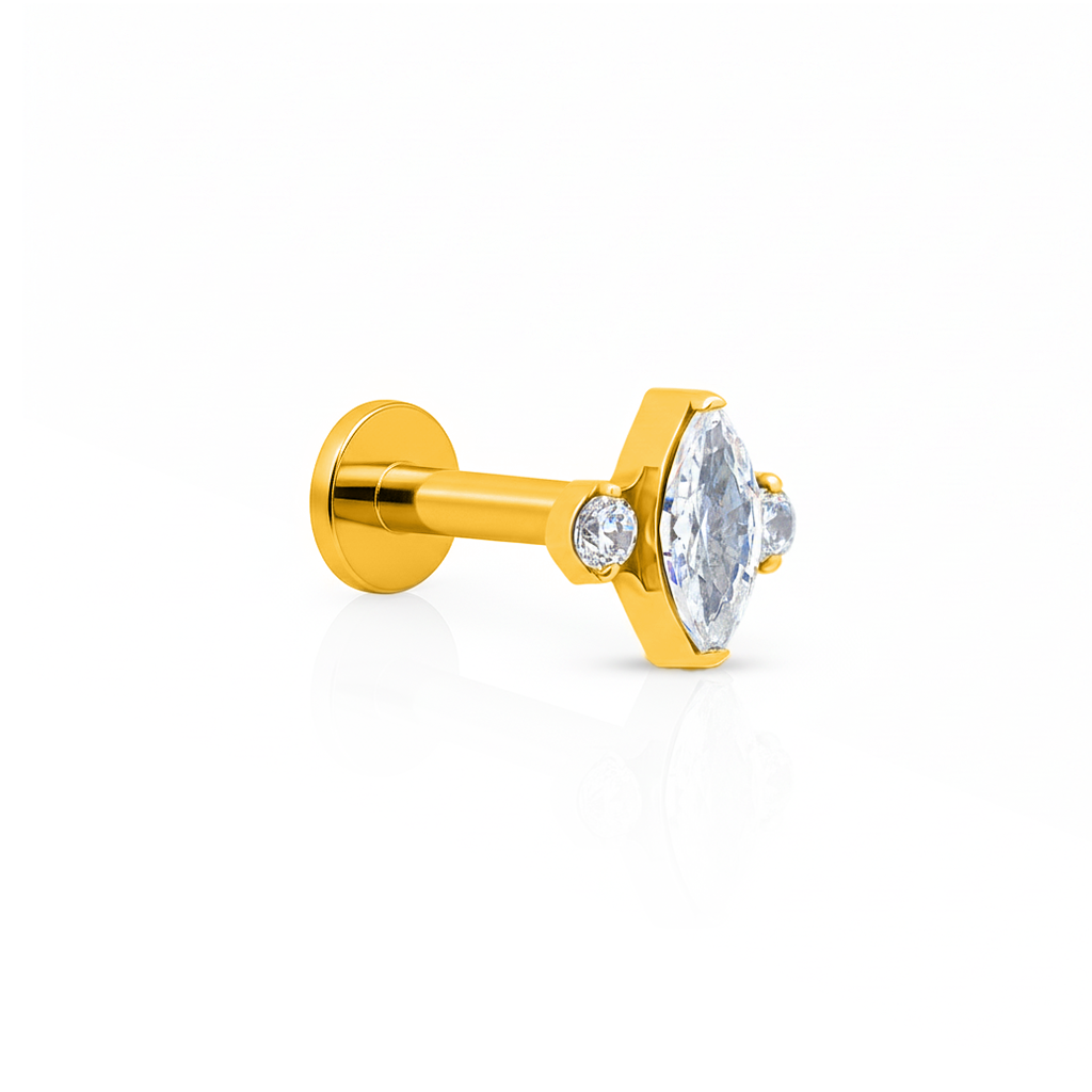 18k V-Gold Marquise Stone with Crystals flatback