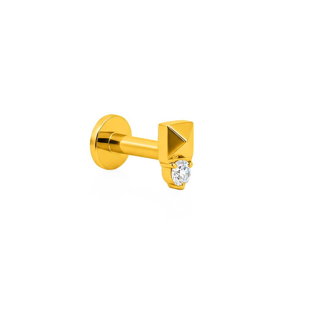 18k V-Gold Jewelled Pyramid Flatback
