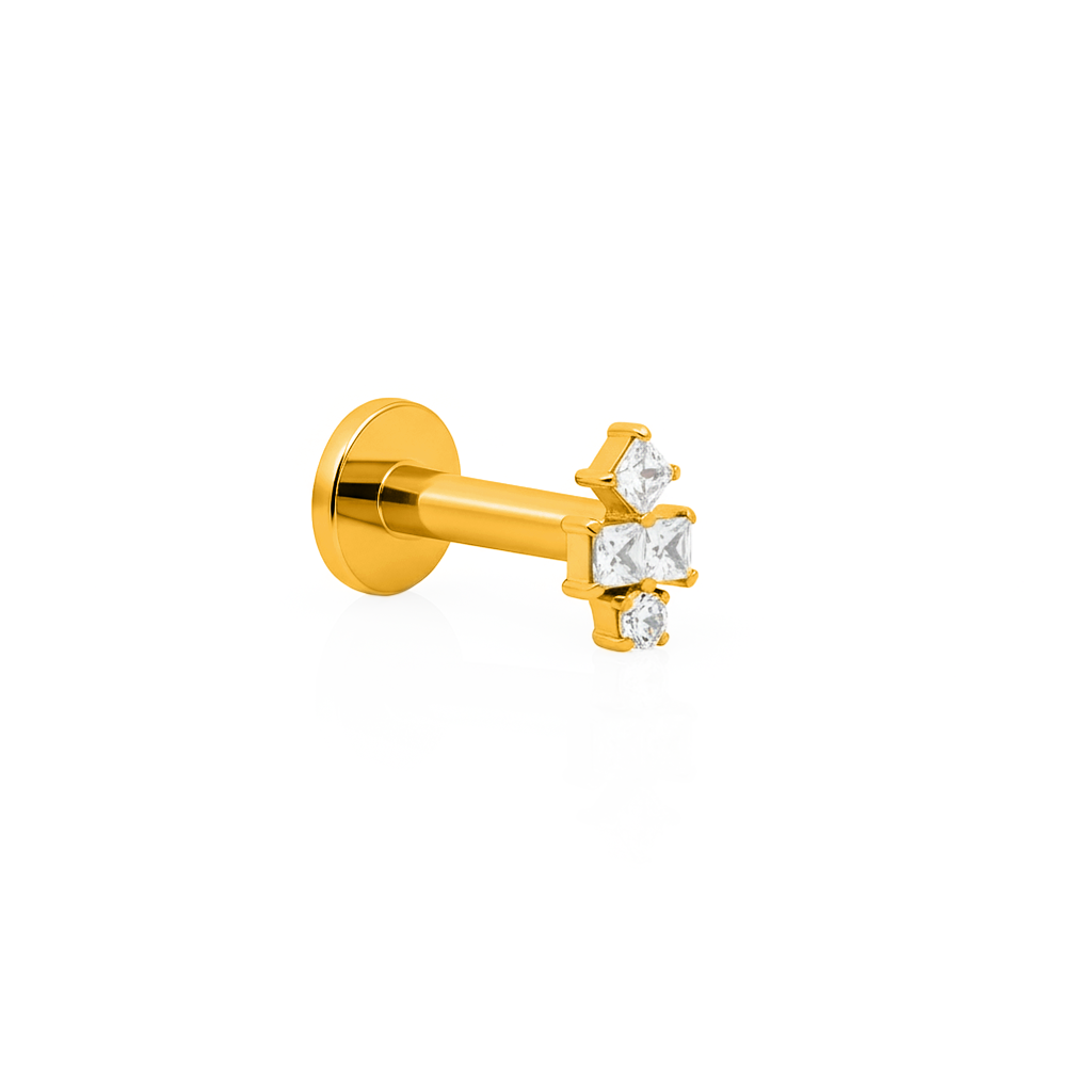 18k V-Gold Gemstone Stack Flatback