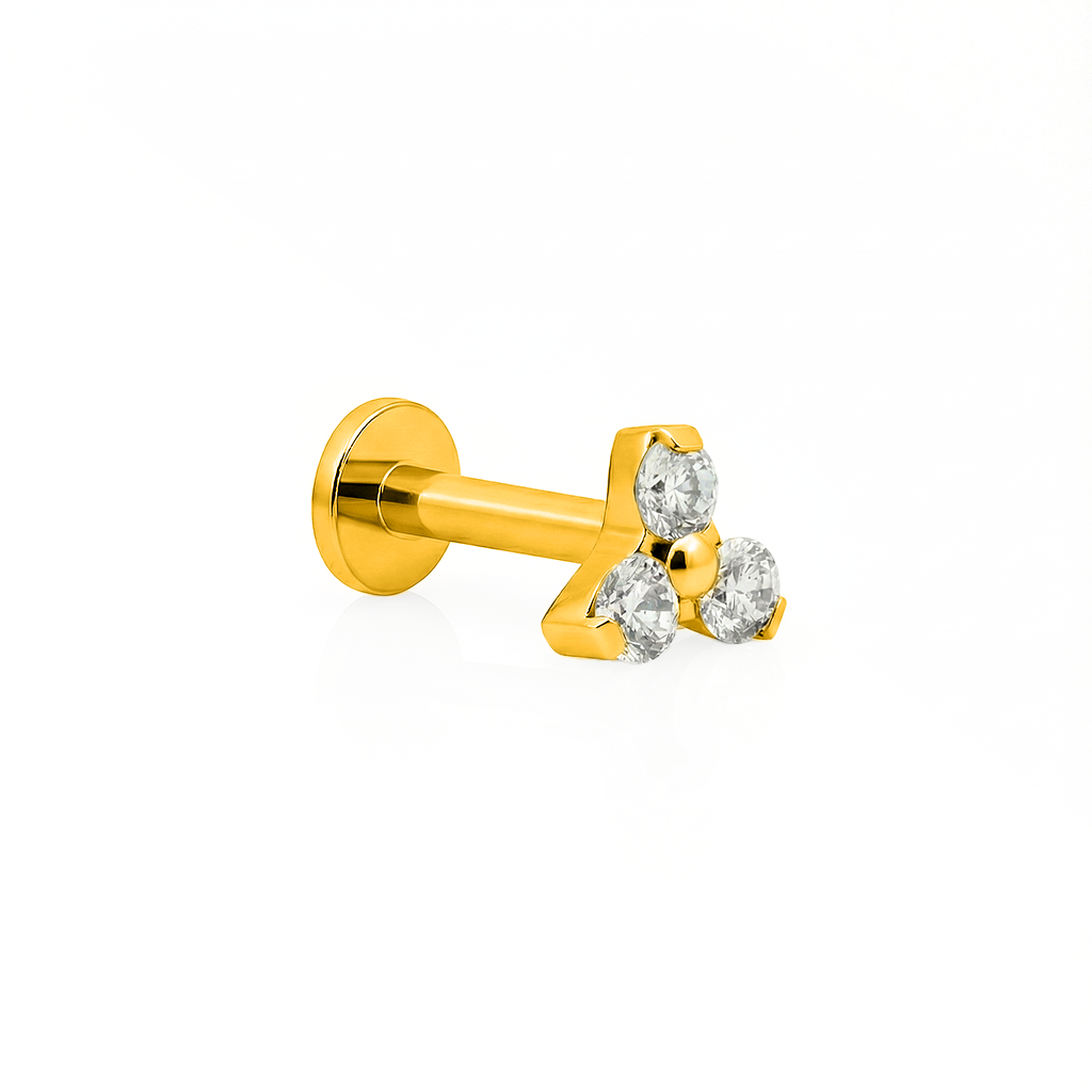 18k V-Gold Crystal Trio Flatback