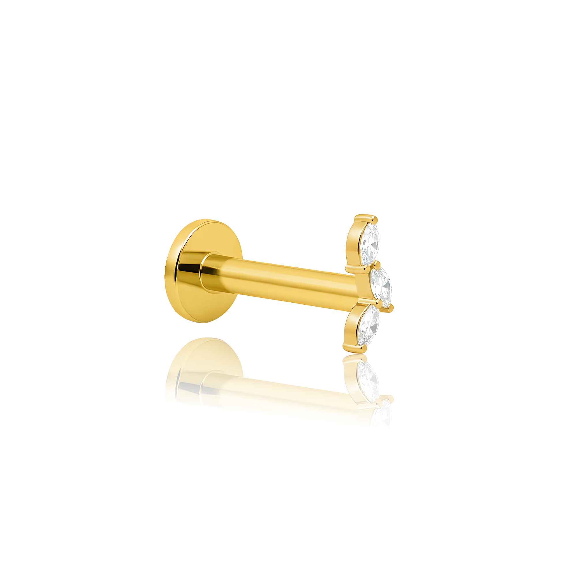 18k V-Gold Trio Marquise Flatback