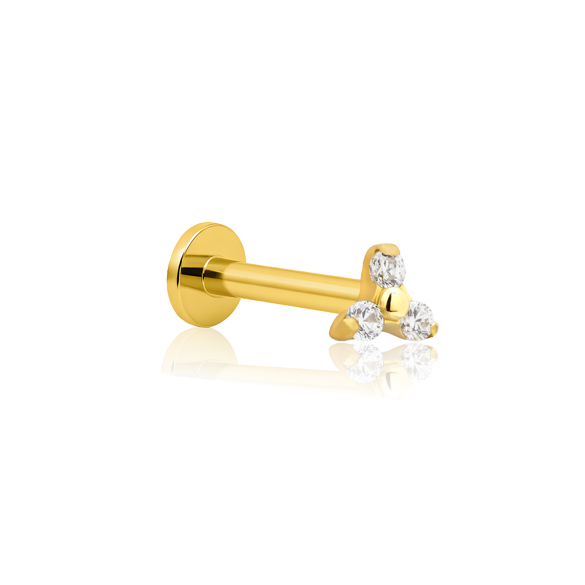 18k V-Gold Threaded Crystal Trio Flatback