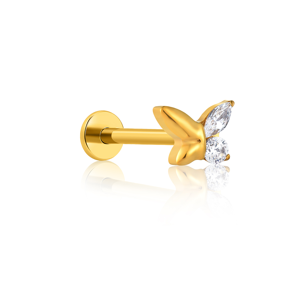 18k V-Gold Butterfly Flatback