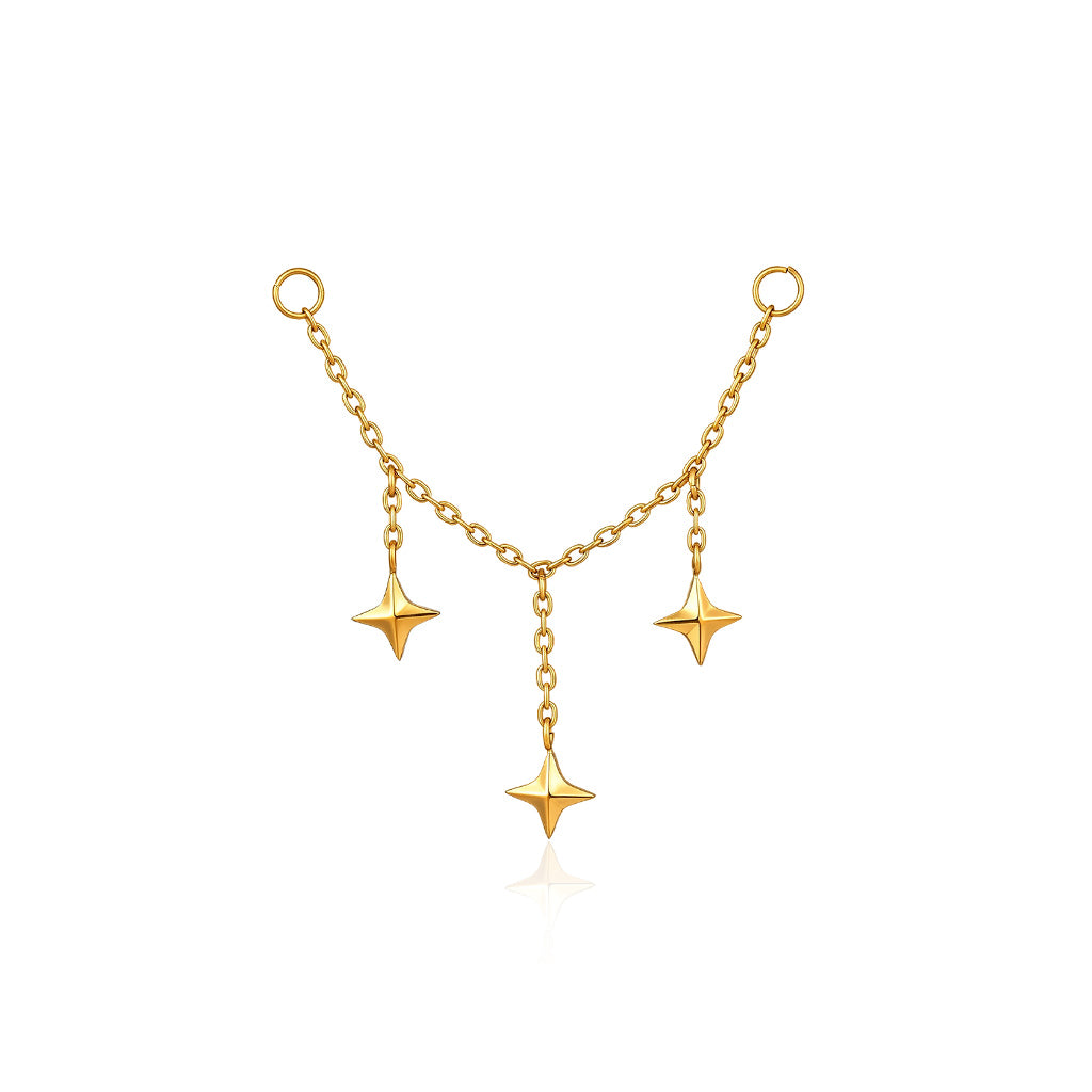 18k V-Gold 40mm Chain with 3 Star Drop