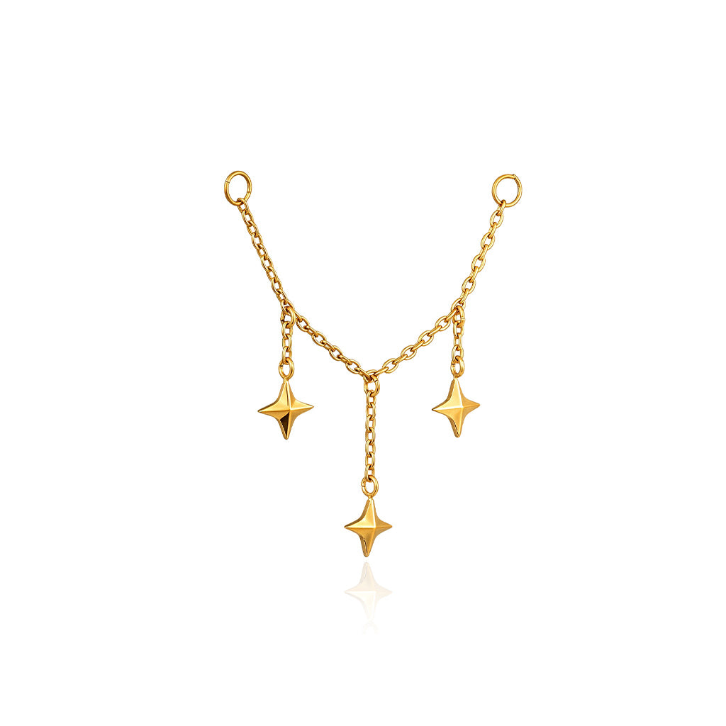 18k V-Gold 40mm Chain with 3 Star Drop