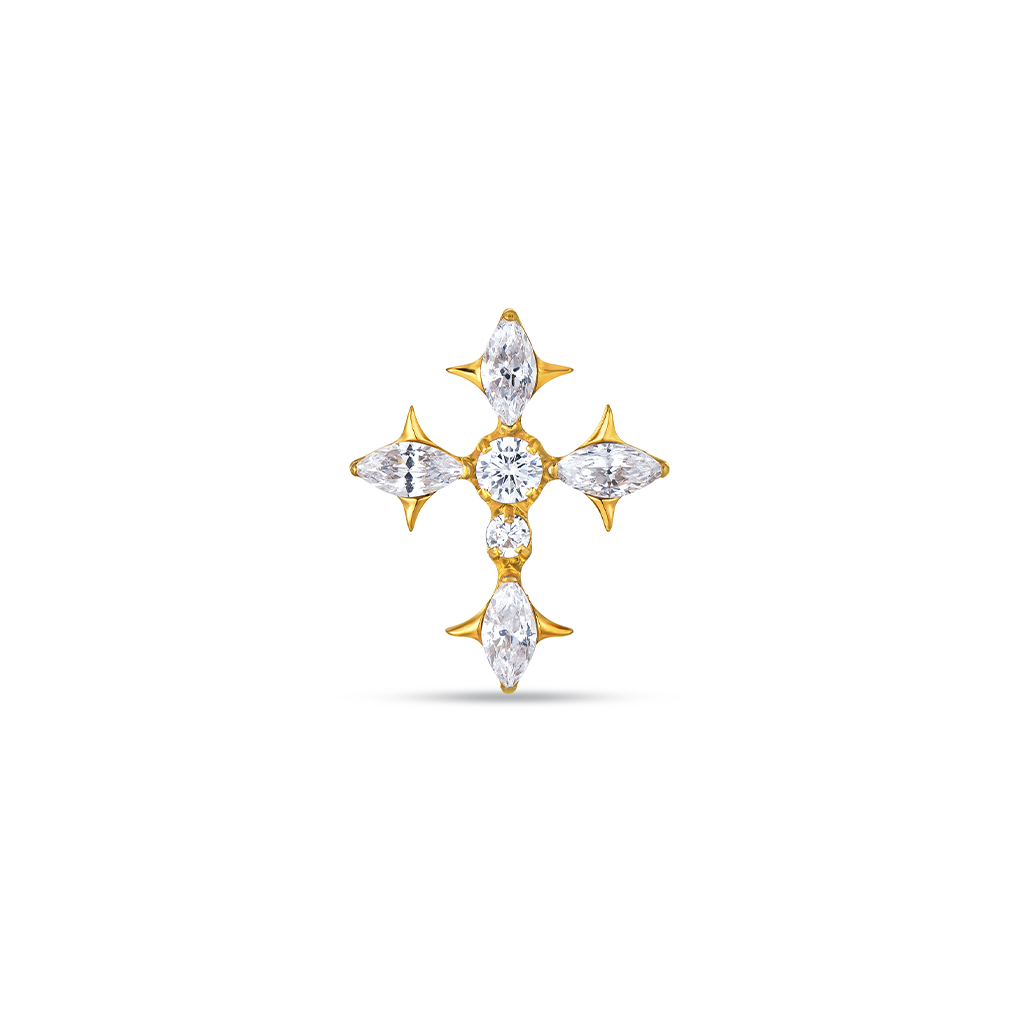18k V-Gold Jewelled Christ Cross Flatback