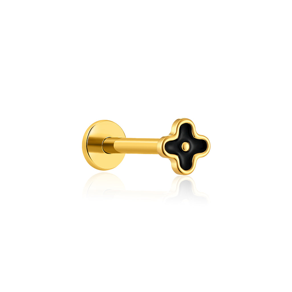 18k V-Gold Clover Flatback
