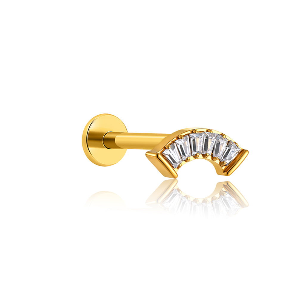 18k V-Gold Curved Rectangle Flatback
