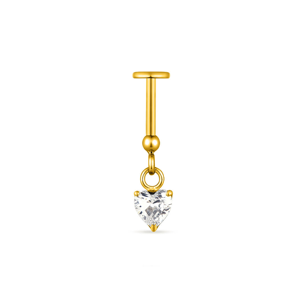 18k V-Gold Crystal Heart Hidden Helix