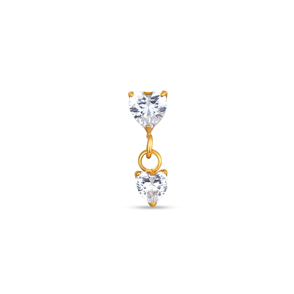18k V-Gold Dangle Heart Flatback