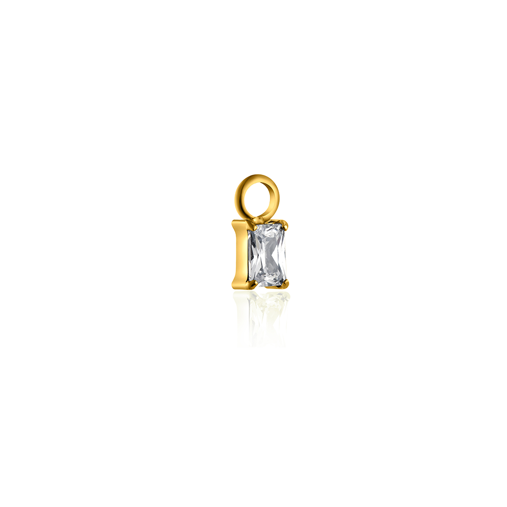 18k V-Gold Rectangle Crystal Charm