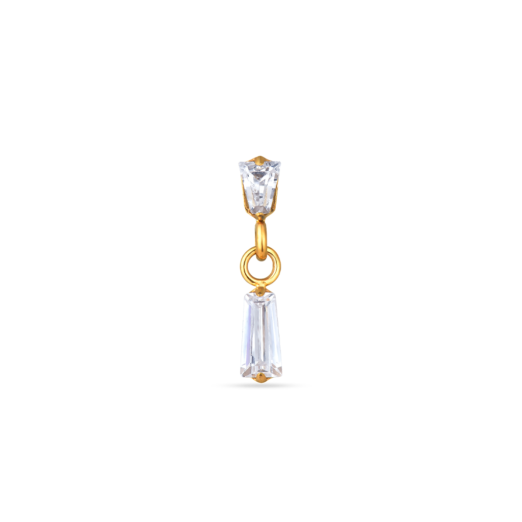18k V-Gold Tapered Baguette Dangle Flatback