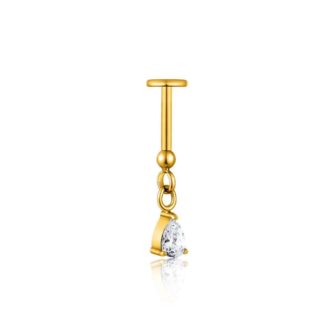 18K V-Gold Tear Crystal Hidden Helix