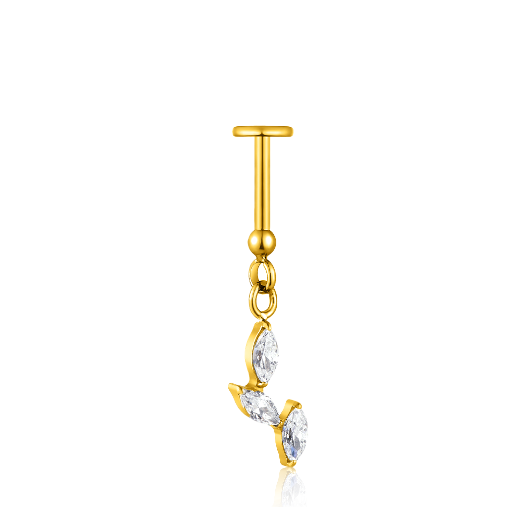 18K V-Gold Tri Marquise Hidden Helix