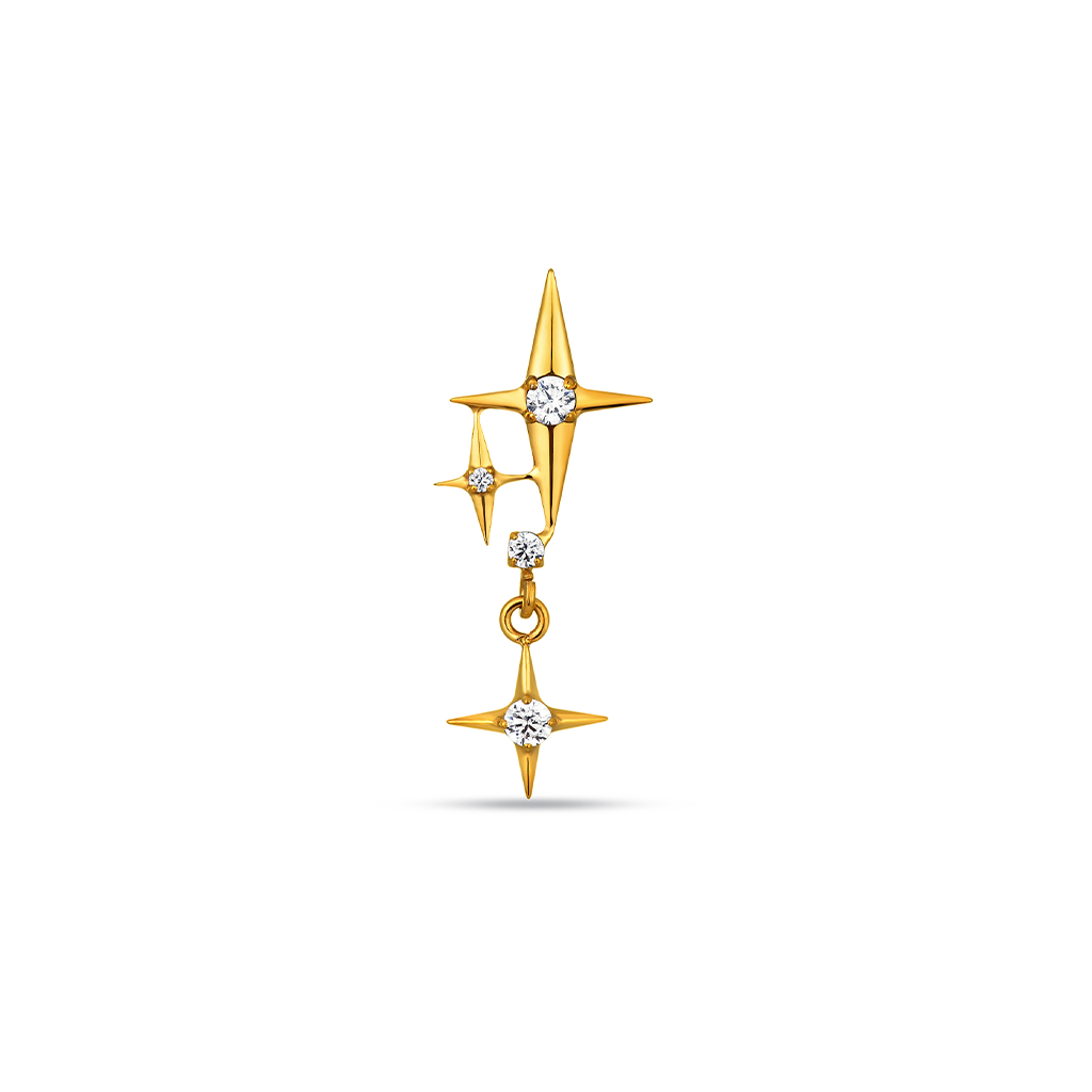 18k V-Gold Twinkle Star Dangle Flatback