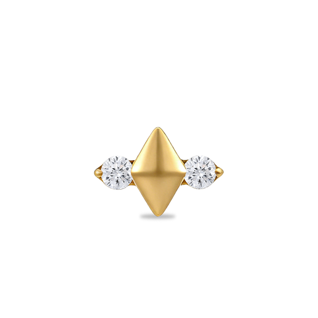 18k V-Gold Diamond w 2 Jewels Flatback