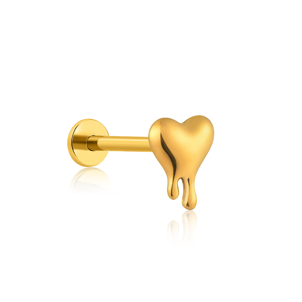 18k V-Gold Drip Heart Flatback