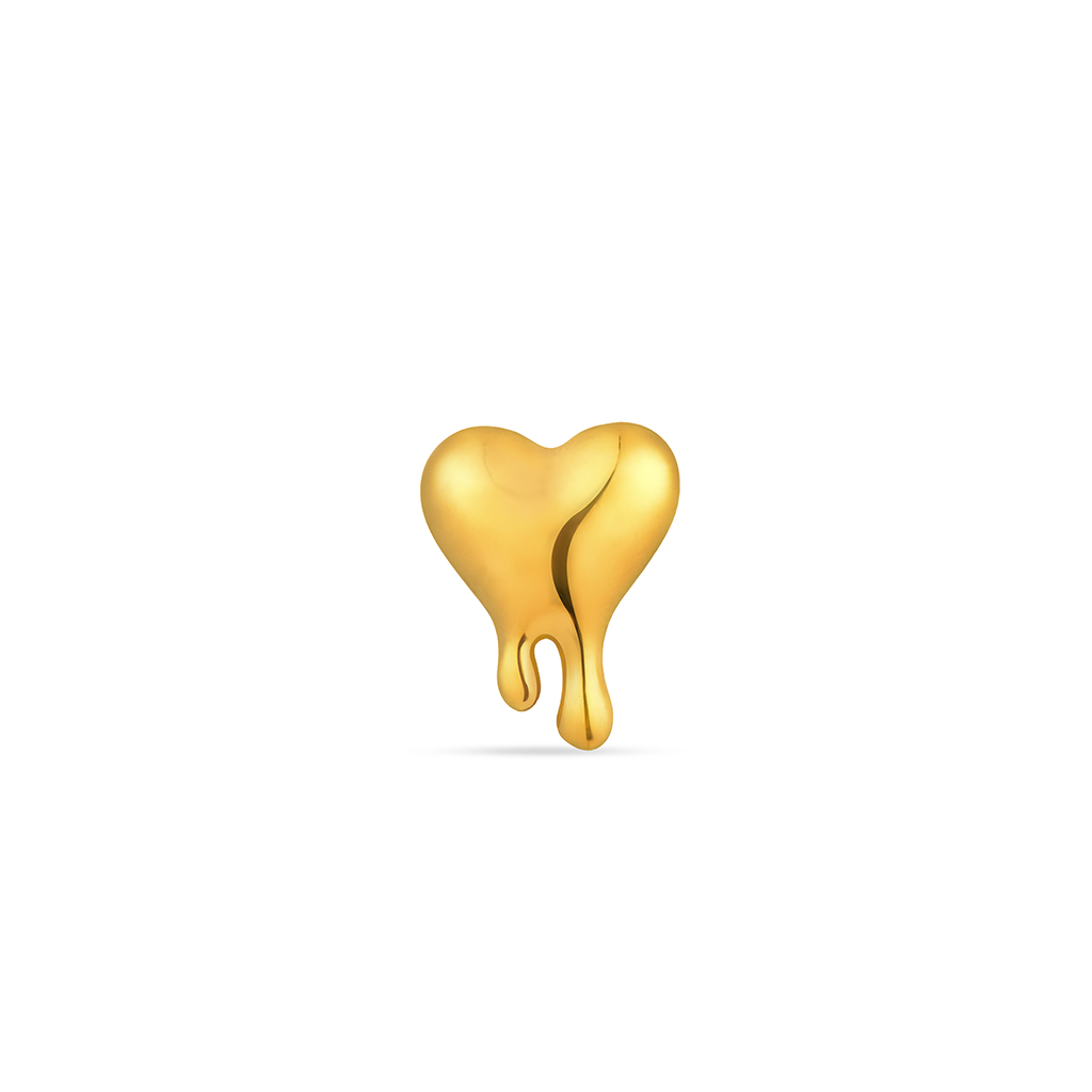 18k V-Gold Drip Heart Flatback