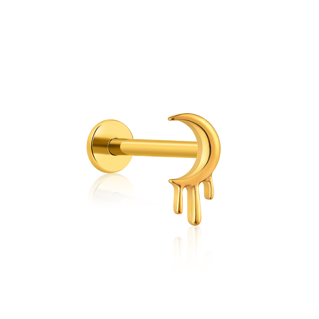 18k V-Gold Drip Moon Flatback