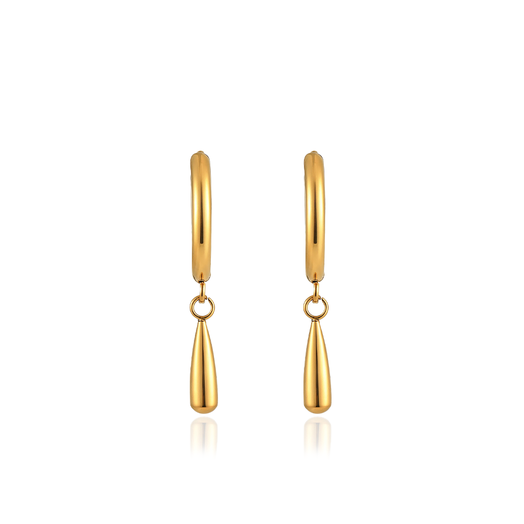 V-Gold Small Droplet Earrings - Pair