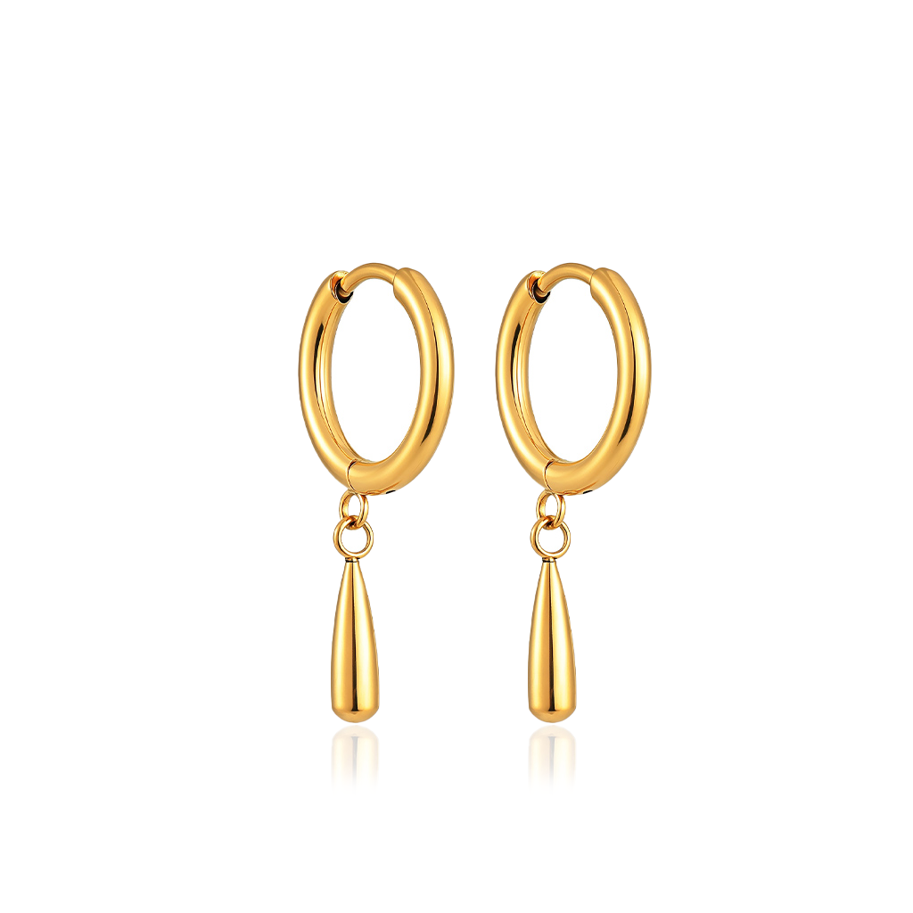 V-Gold Small Droplet Earrings - Pair