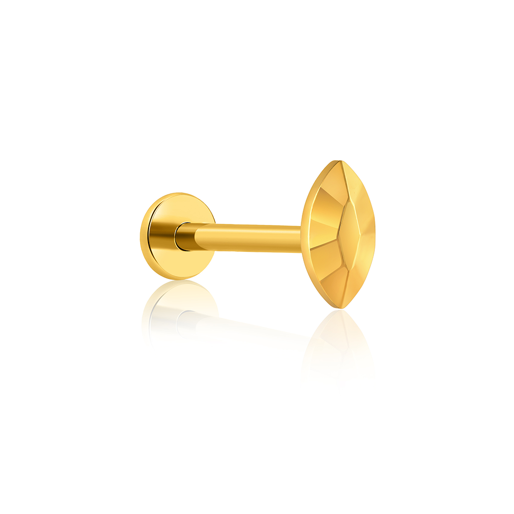 18k V-Gold Faceted Marquise Flatback