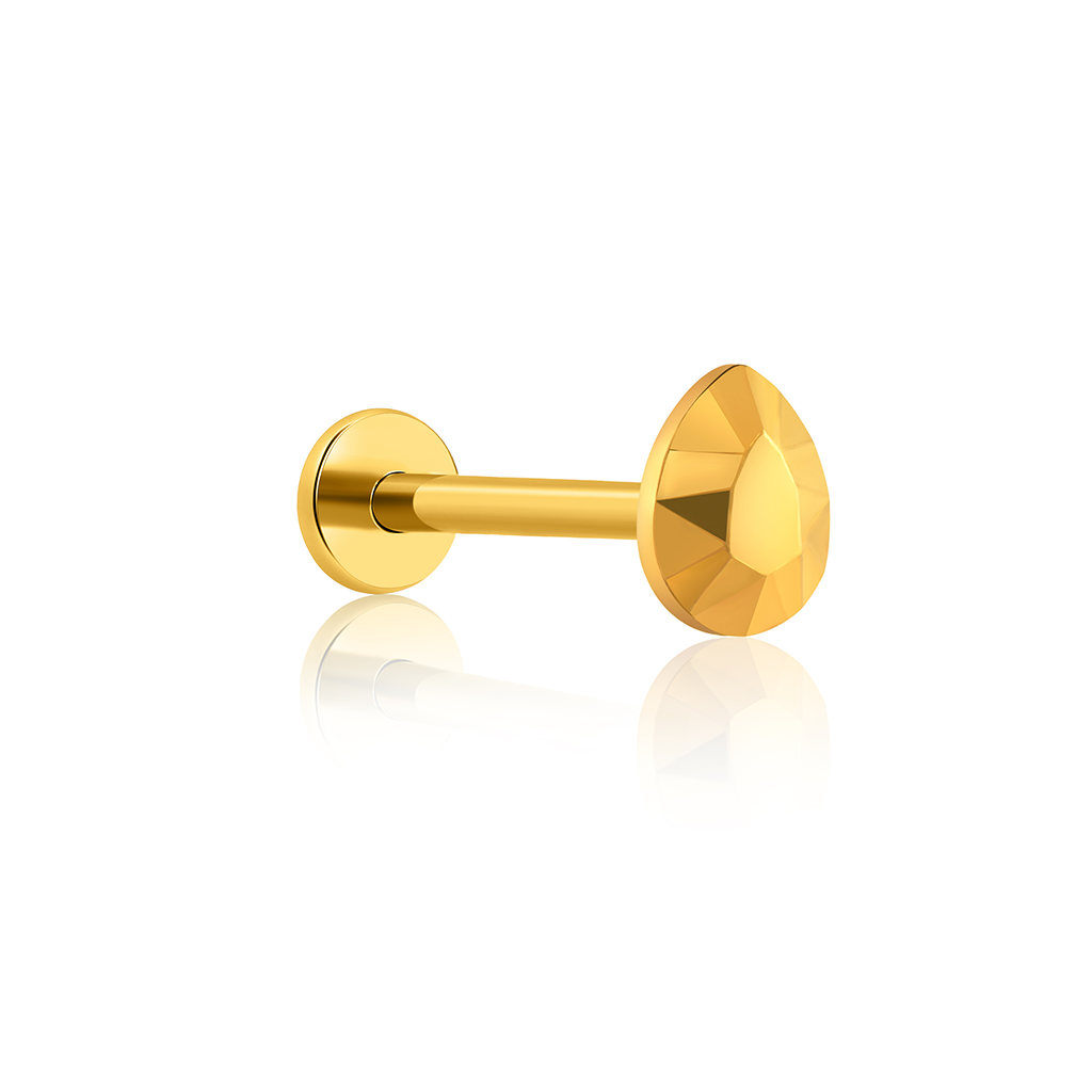 18k V-Gold Faceted Tear Flatback