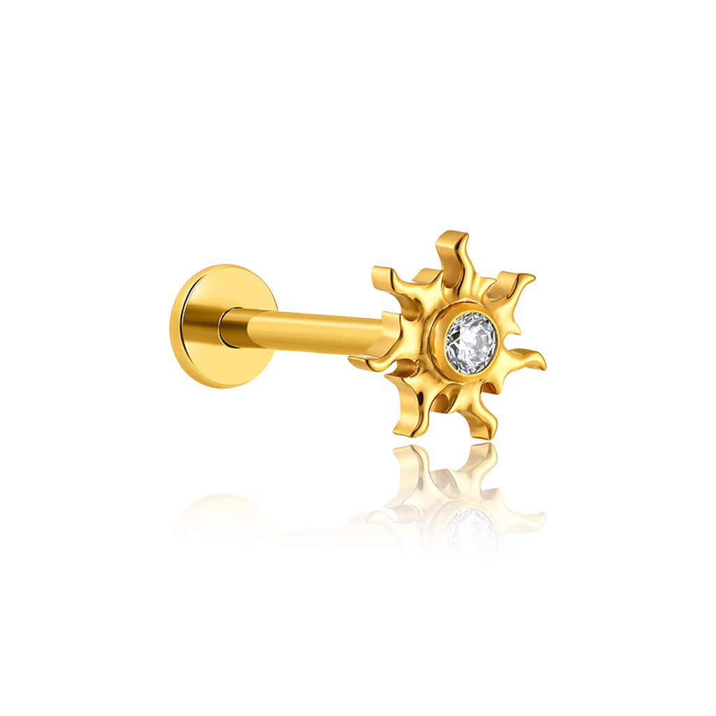 18k V-Gold Fire Sun Flatback