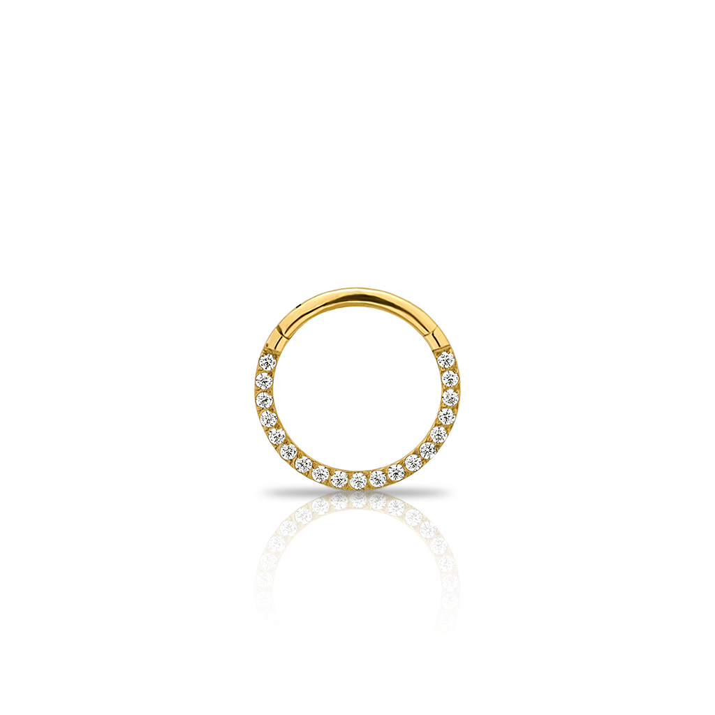 18k V-Gold   Forward Facing Jewelled Hinged Ring