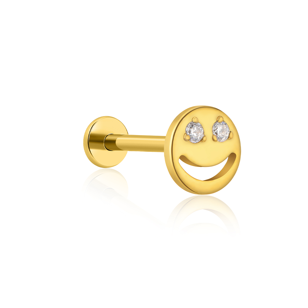 18k V-Gold Happy Face Flatback