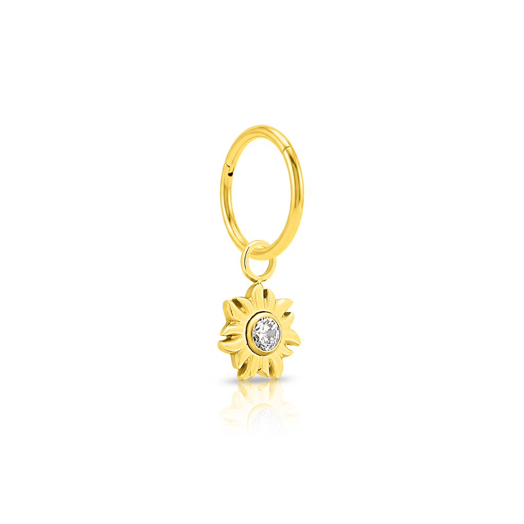 18k V-Gold Crystal Flower Charm