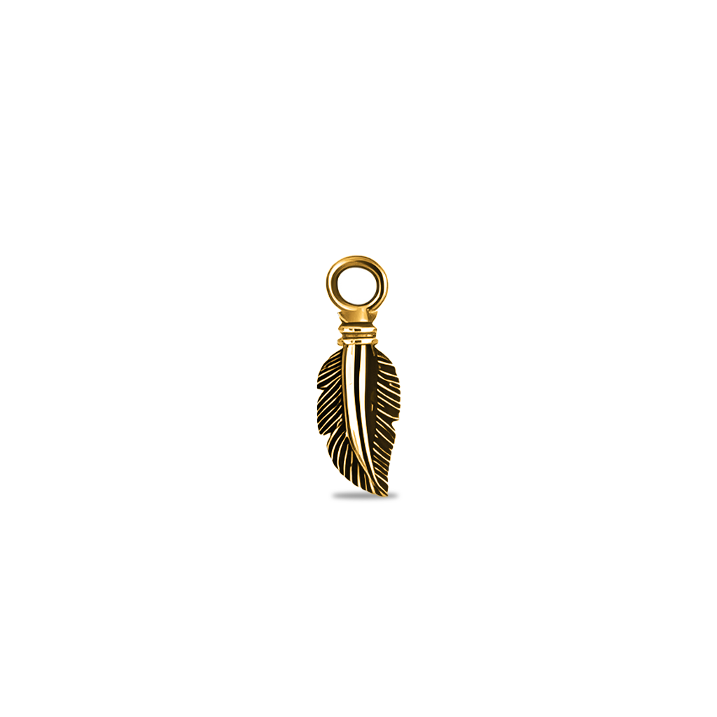 18k V-Gold Feather Charm