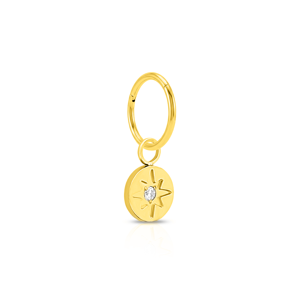 18k V-Gold Pendant Jewelled Star Charm