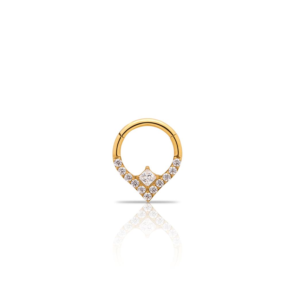 18k V-Gold Forward Facing Jewelled Hinged Ring