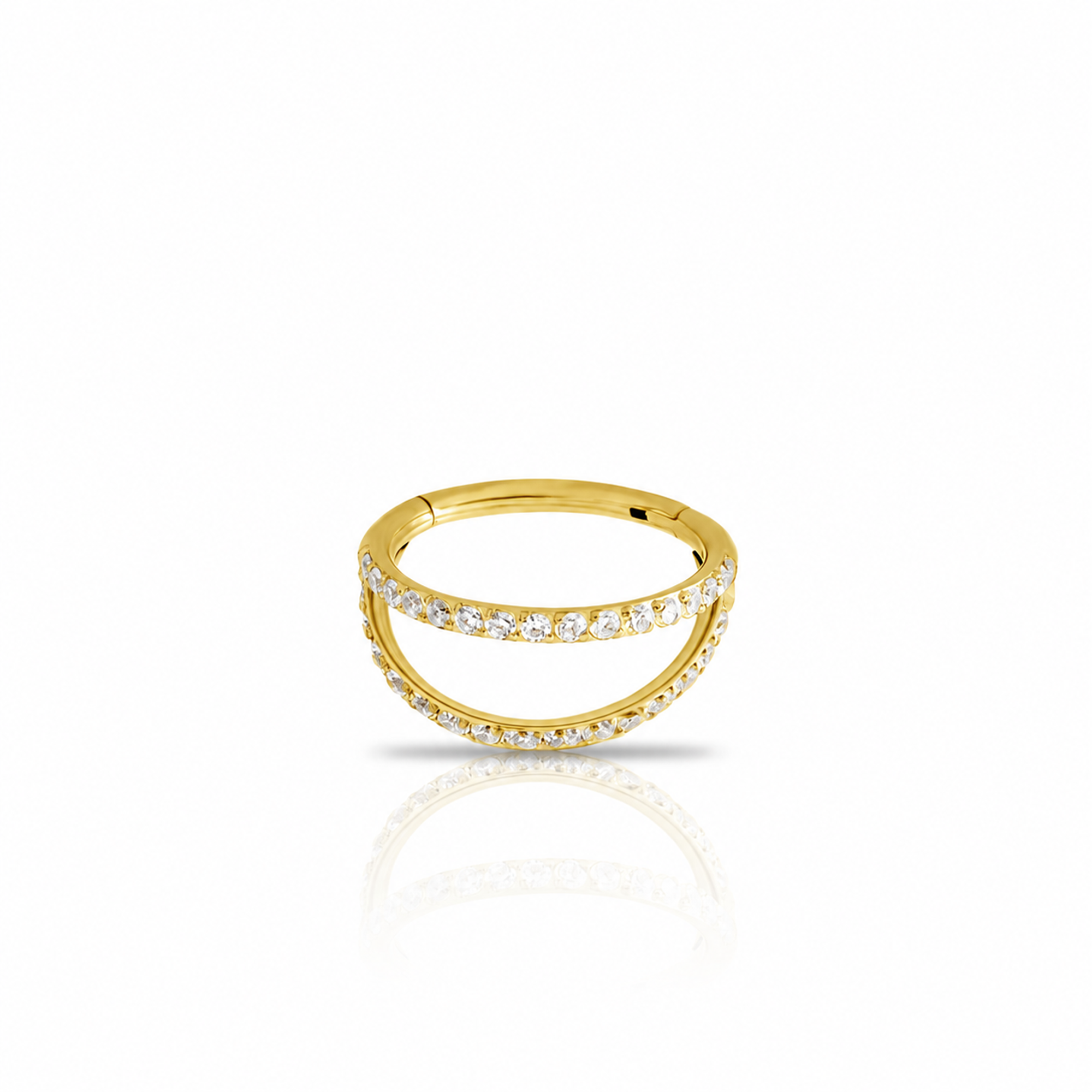 V-GOLD Titanium Jewelled Double Segment Ring